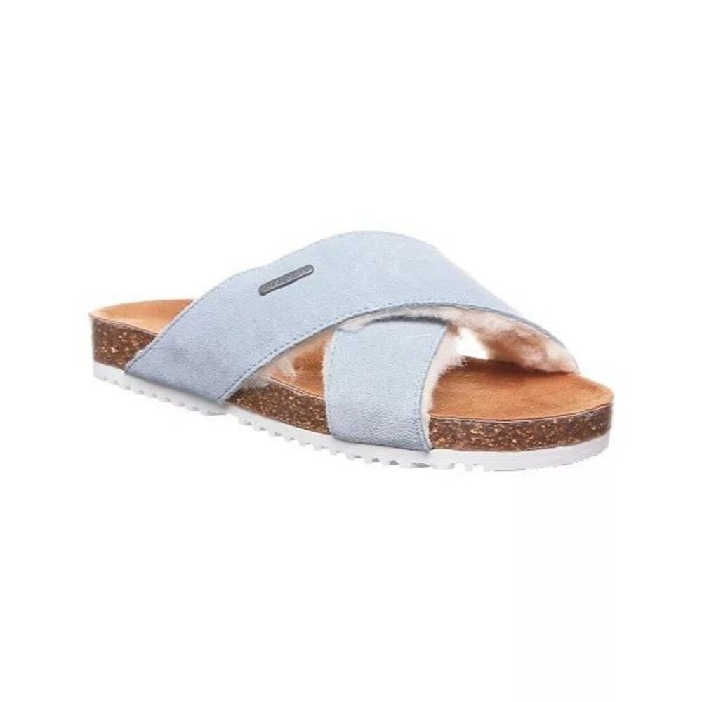 BEARPAW Britton Sandals SZ 8 Icy blue wool blend